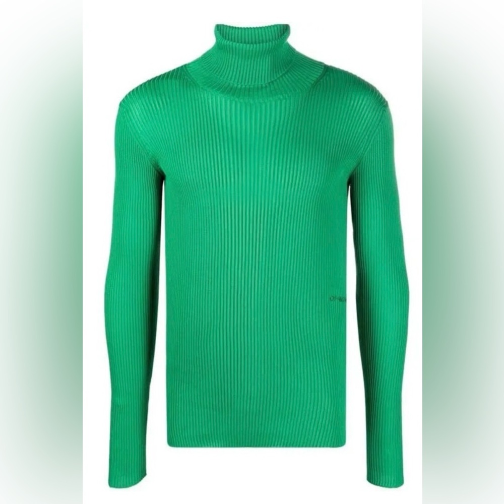 Off-White Vibrant Green Turtleneck Sweater